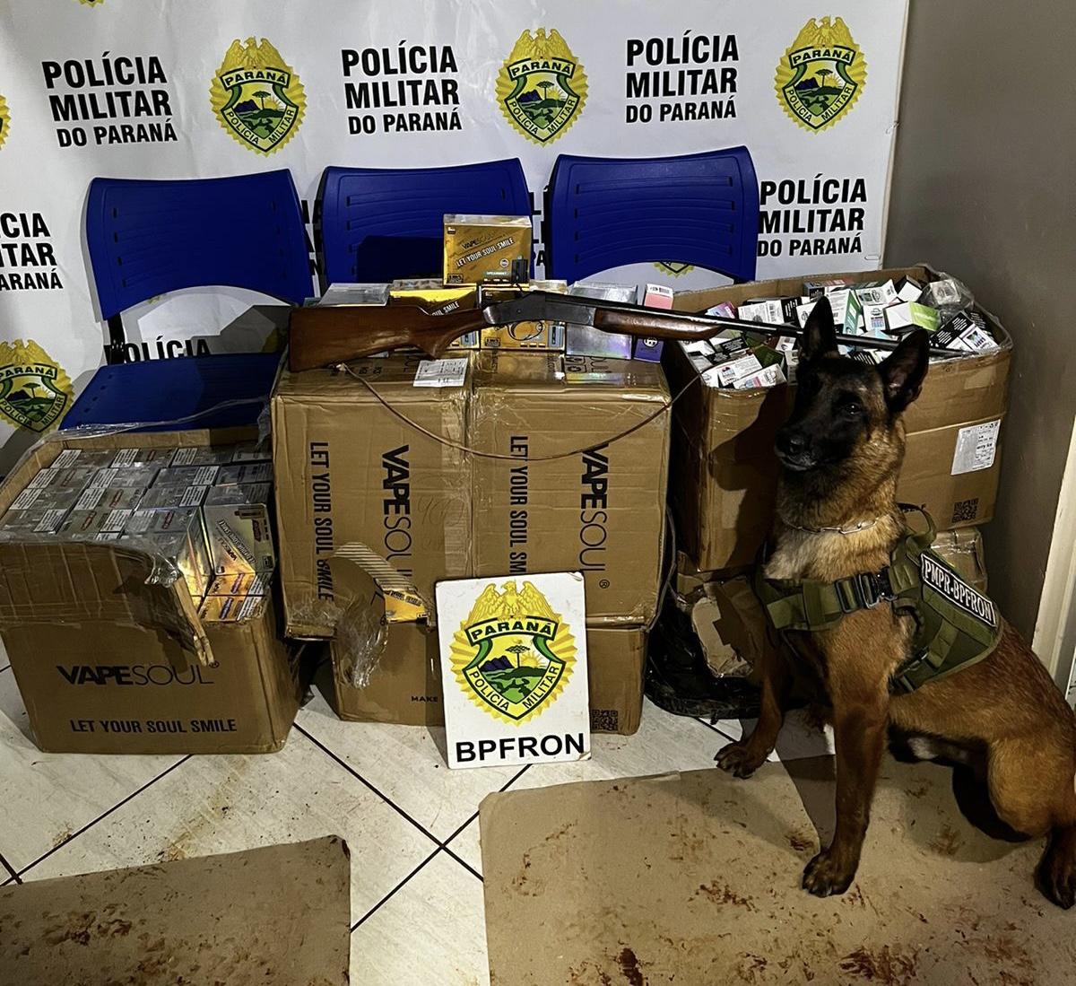BPFRON apreende arma de fogo e contrabando em Missal
