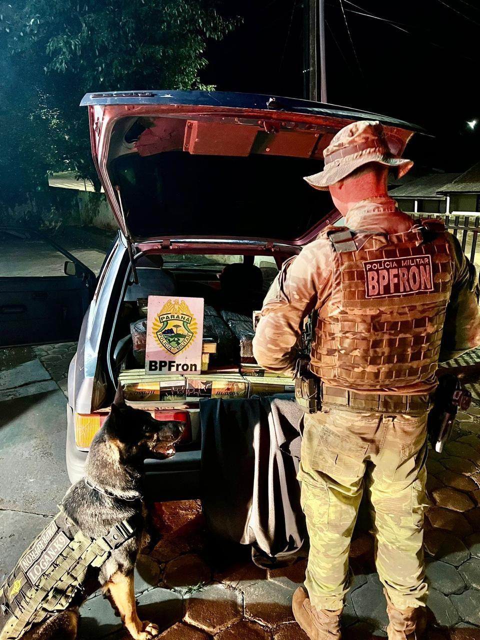 BPFRON apreende veículo, cigarros e prende homem em Ouro Verde do Oeste