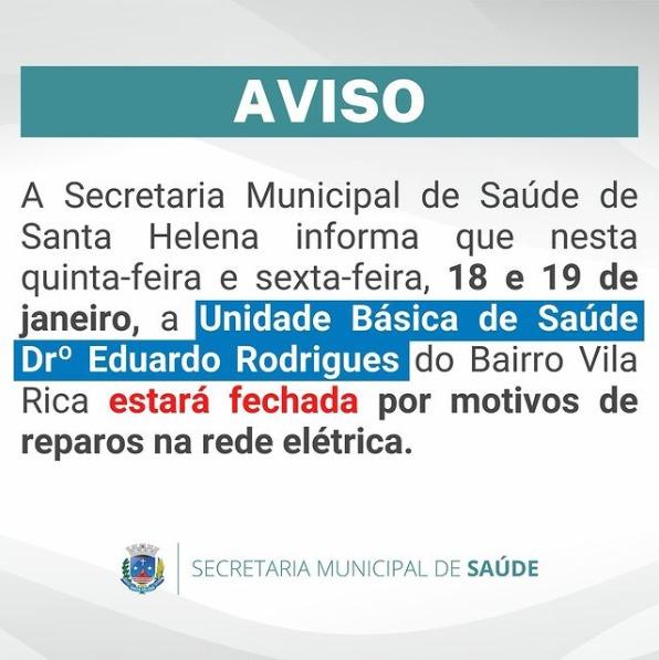 Unidade básica de saúde em Santa Helena fechará temporariamente para reparos na rede elétrica