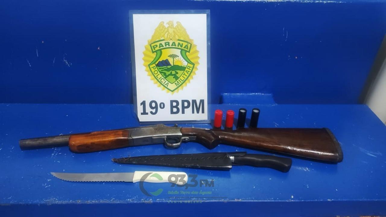 Briga de casal em Entre Rios do Oeste termina com um preso e arma e munições apreendidas
