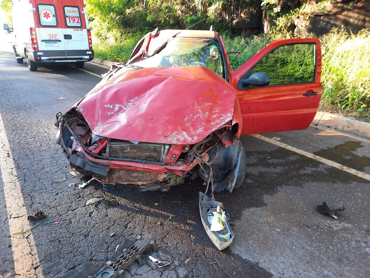 Motorista fica ferido em acidente na PR 317 em Santa Helena