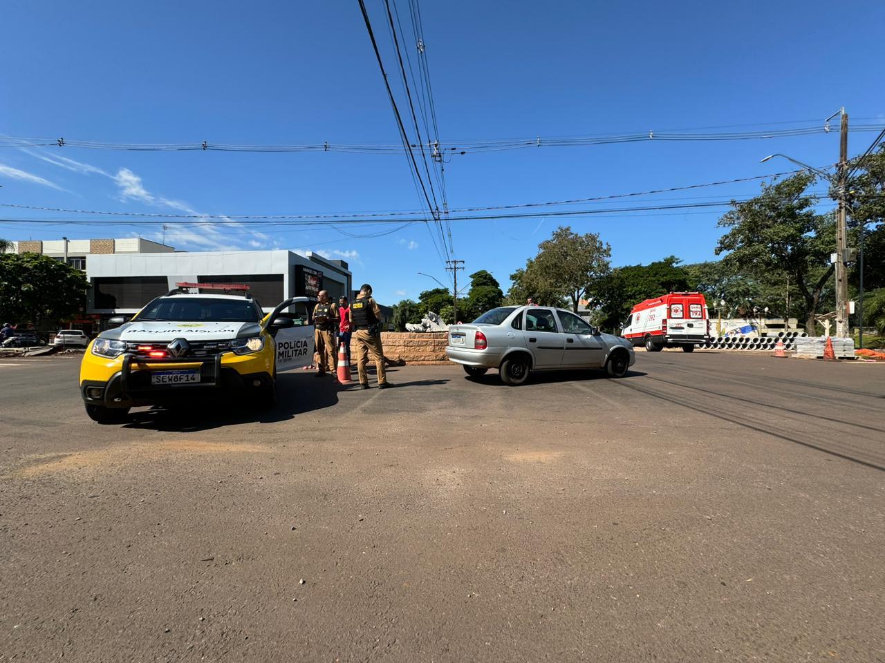 Mulher fica ferida em acidente no centro de Santa Helena