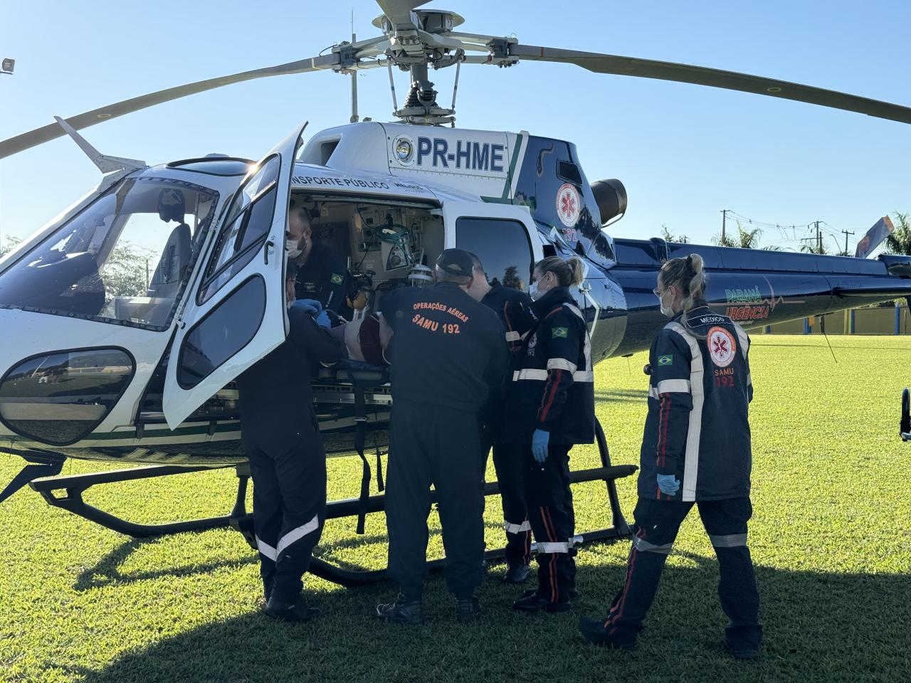 Idosa que infartou é transferida de Santa Helena para Cascavel de helicóptero