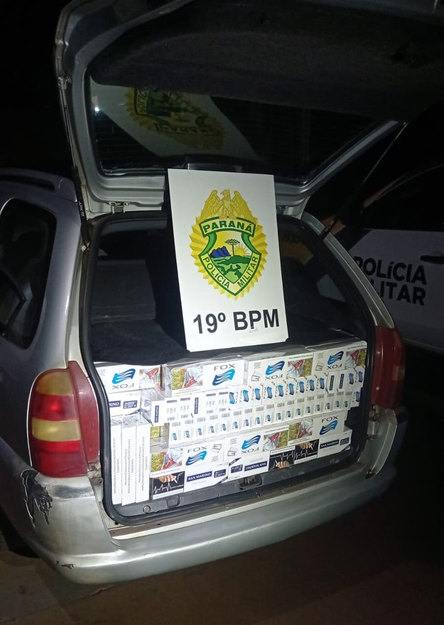 Polícia Militar de Santa Helena apreende veículo com cigarros contrabandeados