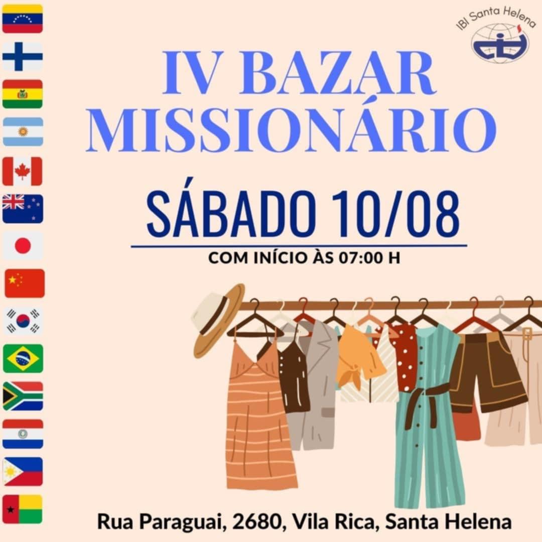 Igreja Batista Independente em Santa Helena realizará o IV Bazar Missionário neste sábado (10)