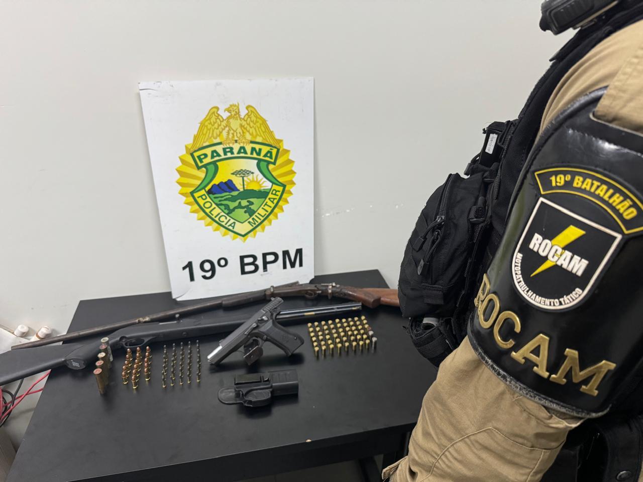 ROCAM apreende armas, munições e detém homem em Santa Helena