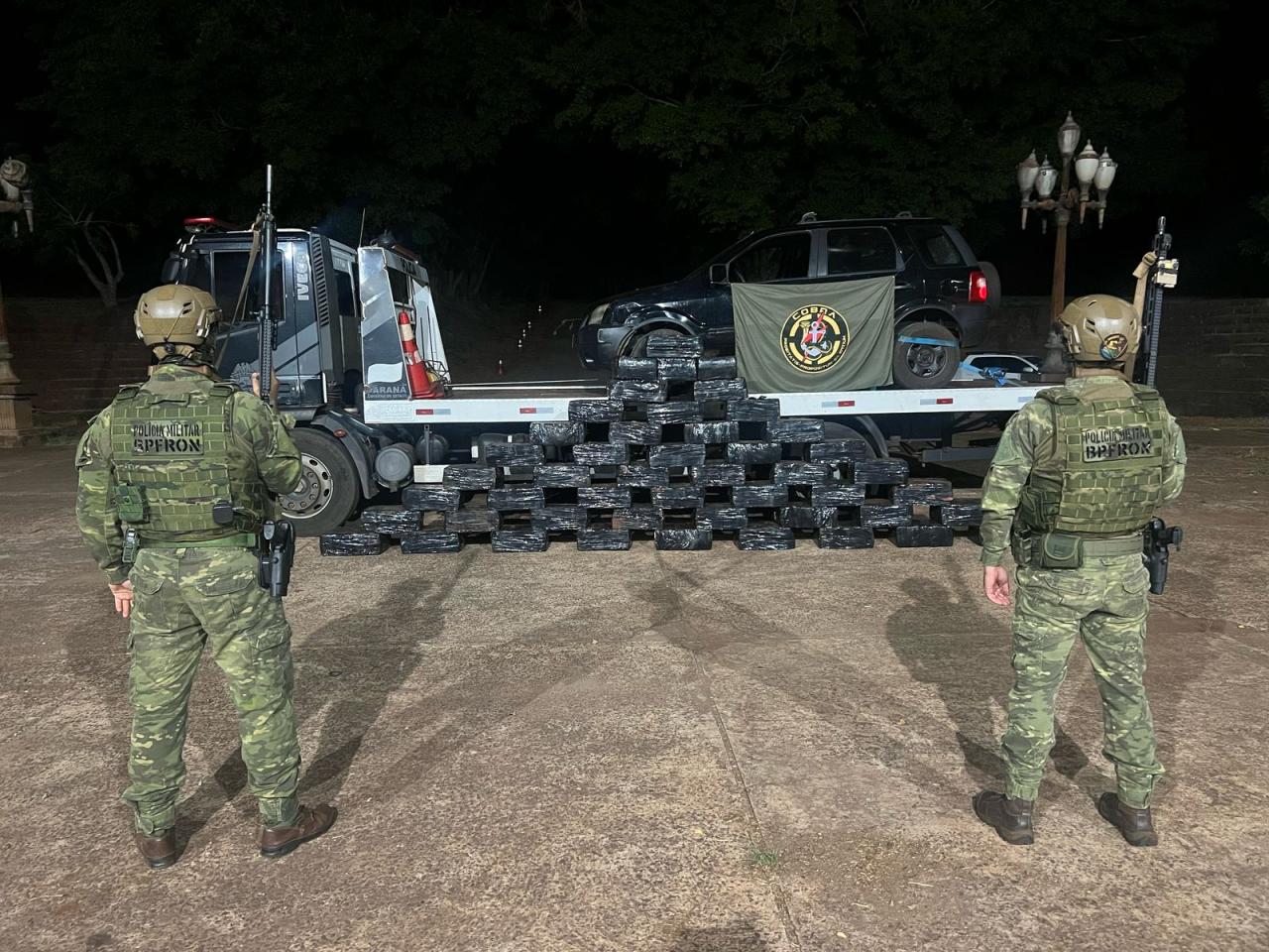 BPFRON apreende veículo com 1,1 tonelada de droga em Santa Helena