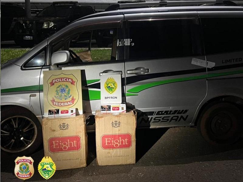 Forças policiais apreendem dois veículos com cigarros contrabandeados em Itaipulândia