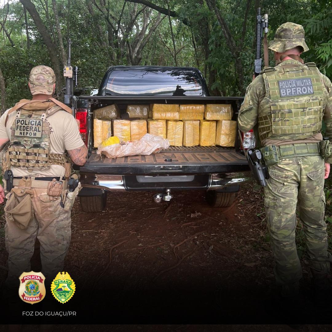 PF e PM apreendem veículo com 700kg de droga em Santa Helena