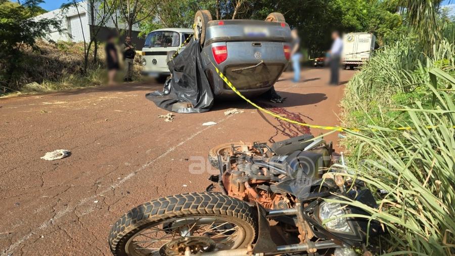 Veículo Gol com placas de Santa Helena se envolve em acidente com vítima fatal em Marechal Rondon