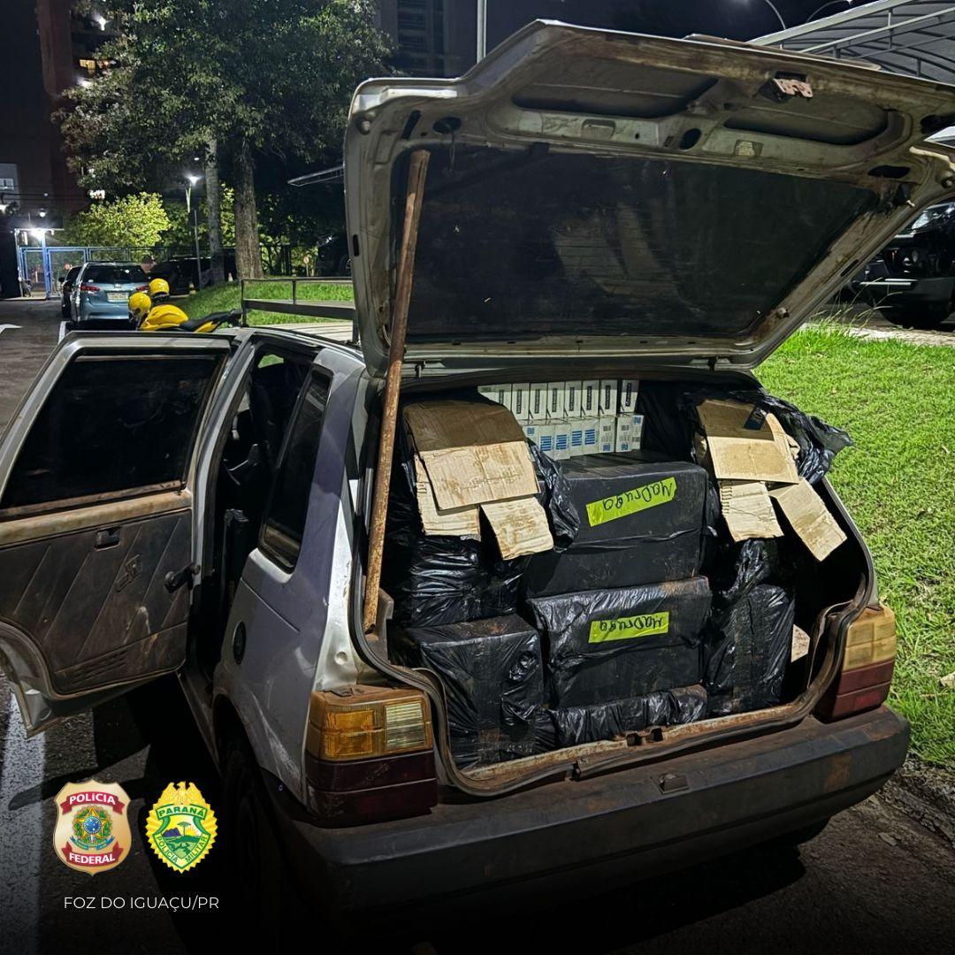 Homem é preso pela PF e PM em Itaipulândia com cigarros contrabandeados