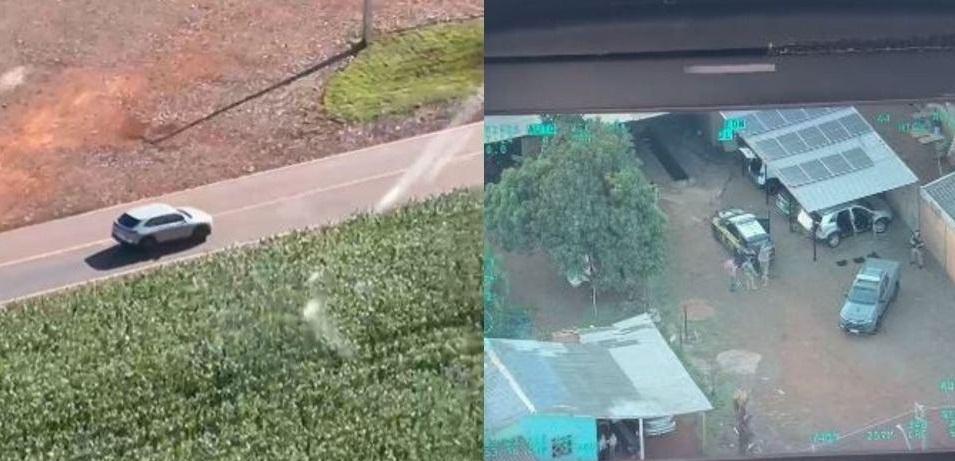 Perseguição com auxílio do helicóptero em Diamante do Oeste apreende carro clonado