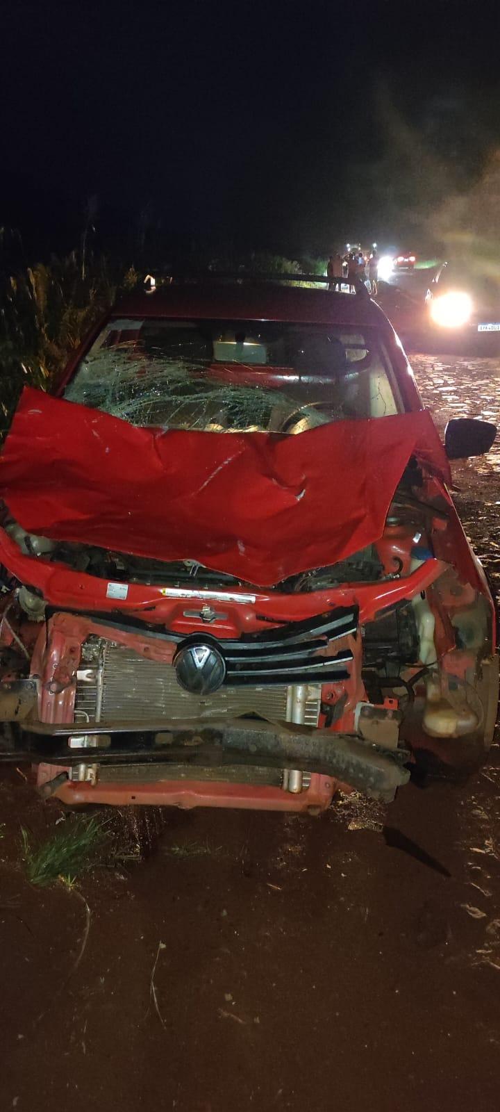 Veículo colide violentamente em boi na rodovia PR 317 em Santa Helena