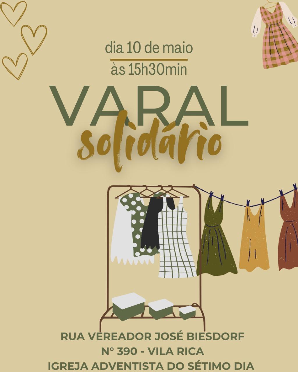 Igreja Adventista do Bairro Vila Rica promove Varal Solidário neste sábado em Santa Helena