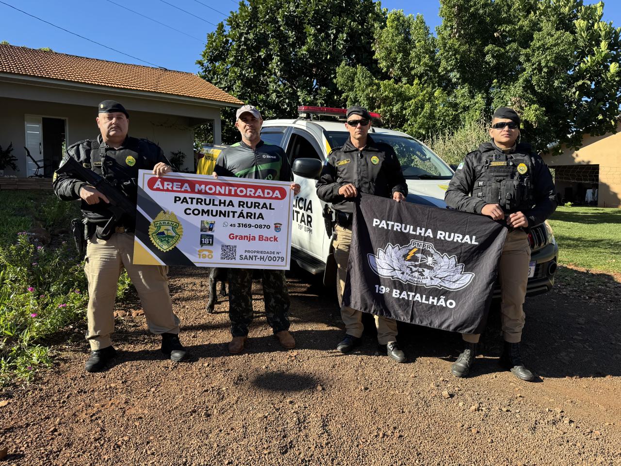 Patrulha Rural de Santa Helena entrega primeira placa de identificação de propriedade e garante maior segurança no campo