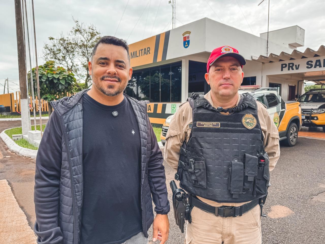 Comandante do PRv de Santa Helena orienta romeiros que seguirão à Itaipulândia