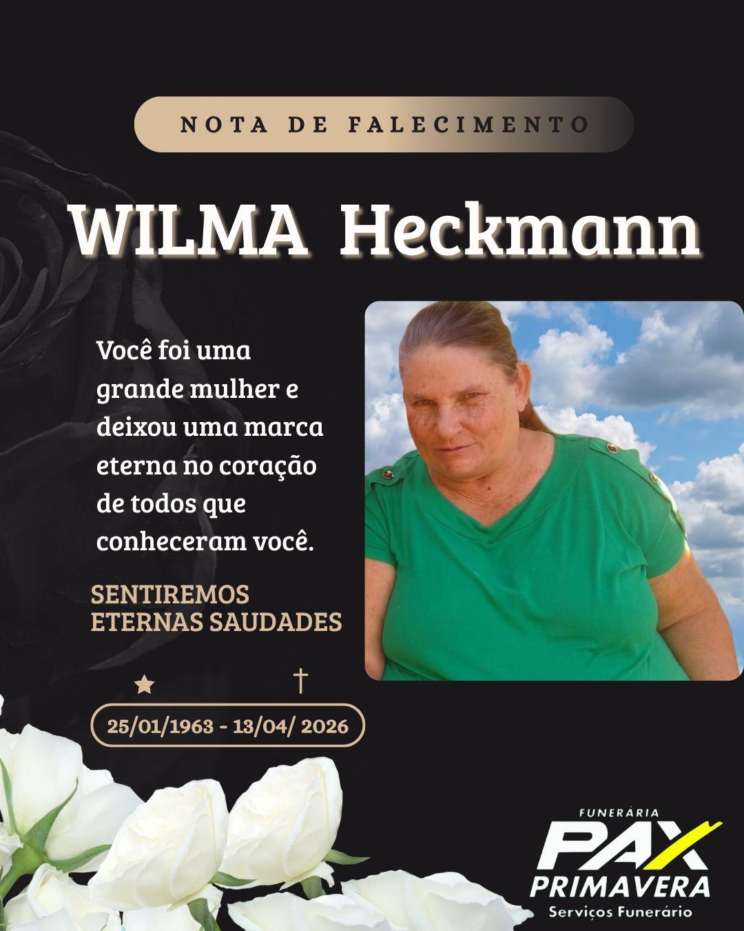 Pax Primavera comunica o falecimento de Wilma Heckmann em Santa Helena