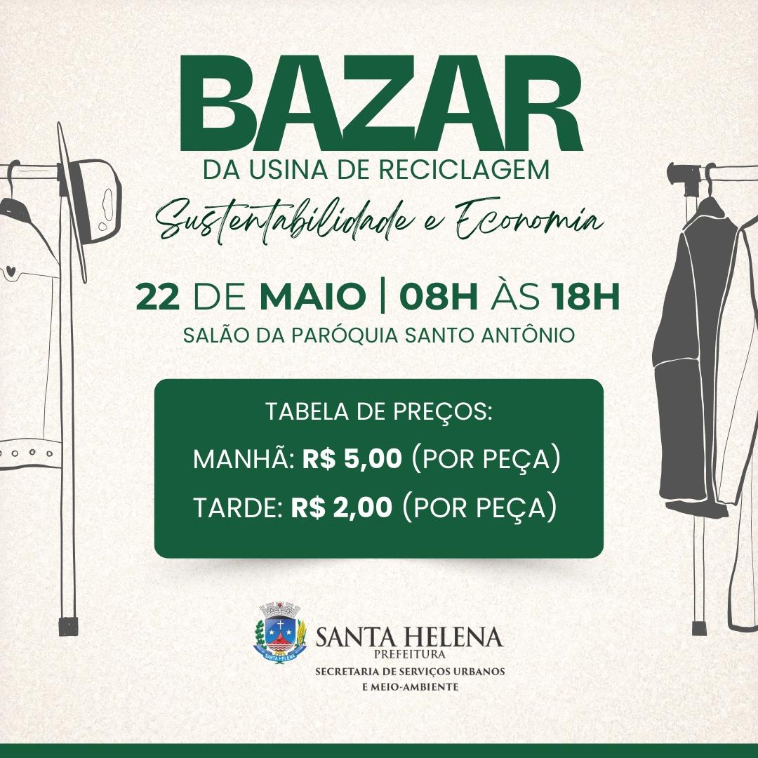 Prefeitura e Usina de Reciclagem promovem bazar solidário em Santa Helena