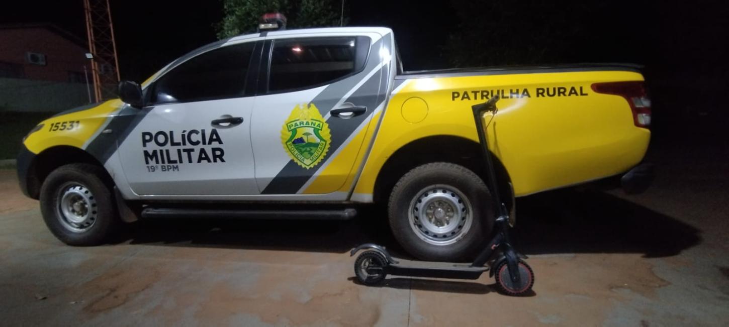 Suspeito de furtar patinete é localizado pela Patrulha Rural em Santa Helena e acaba preso