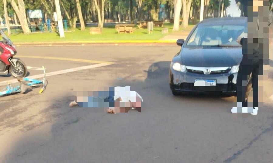 Ciclista fica ferido ao ser atropelado por veículo próximo ao balneário de Santa Helena