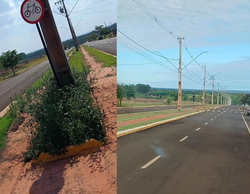 A pedido da Rádio Costa Oeste prefeitura corta mato na Avenida São Paulo