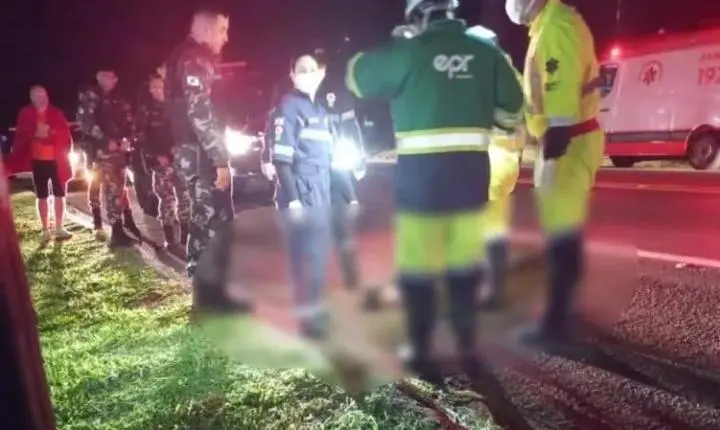 Acidente na BR-277 em Matelândia deixa homem morto após atropelamento por táxi
